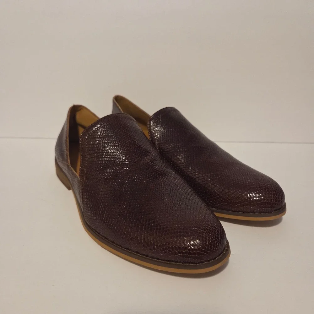 Lucky Brand Brown Snakeskin Embossed Leather Loafers Flats Womens 10M